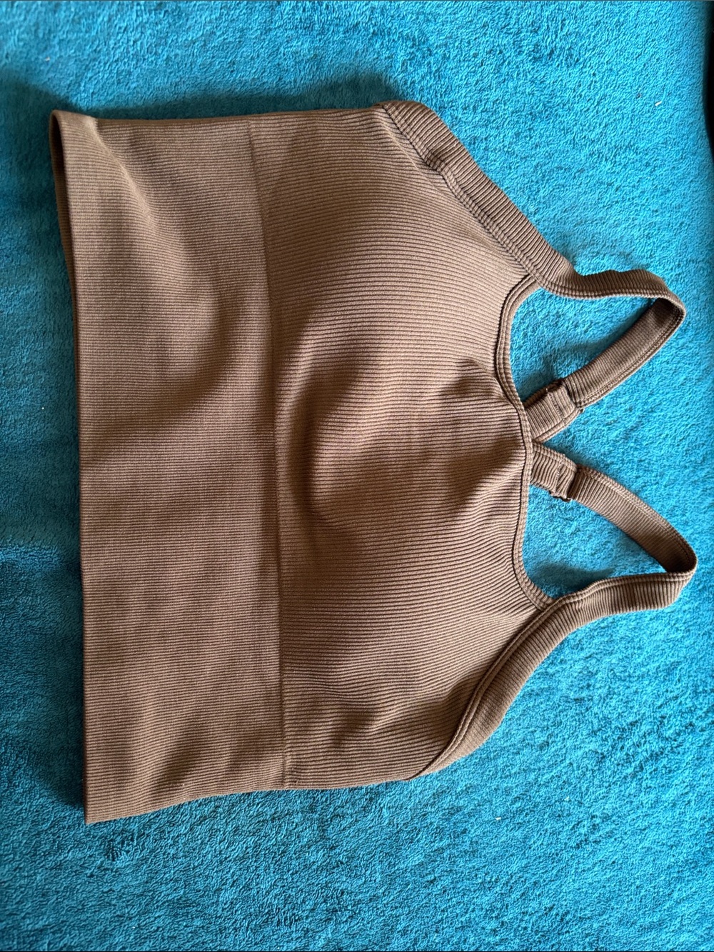 Sleeveless Ribbed Crop Tank Top in Brown